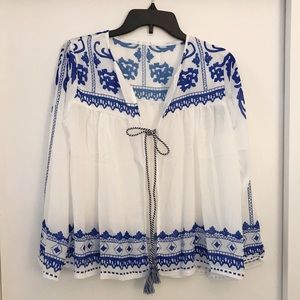 Sheer cropped kimono